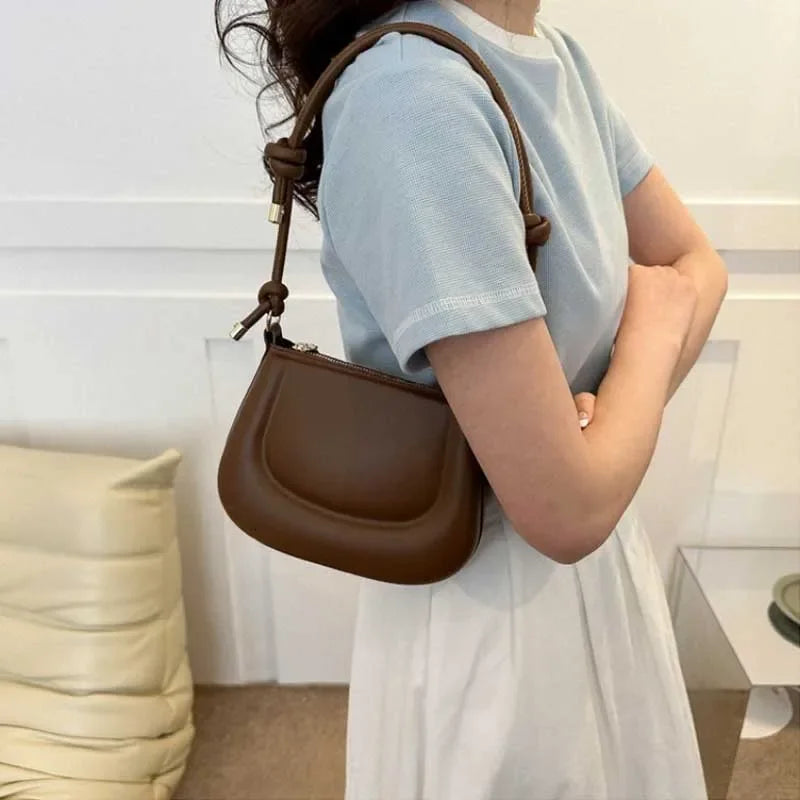 Soft PU Leather Ladies Crossbody Bag | Women's Purple Underarm Bag & Retro Solid Color Handbag (Fashion Design Girl Small Shoulder Bag) Luxegan