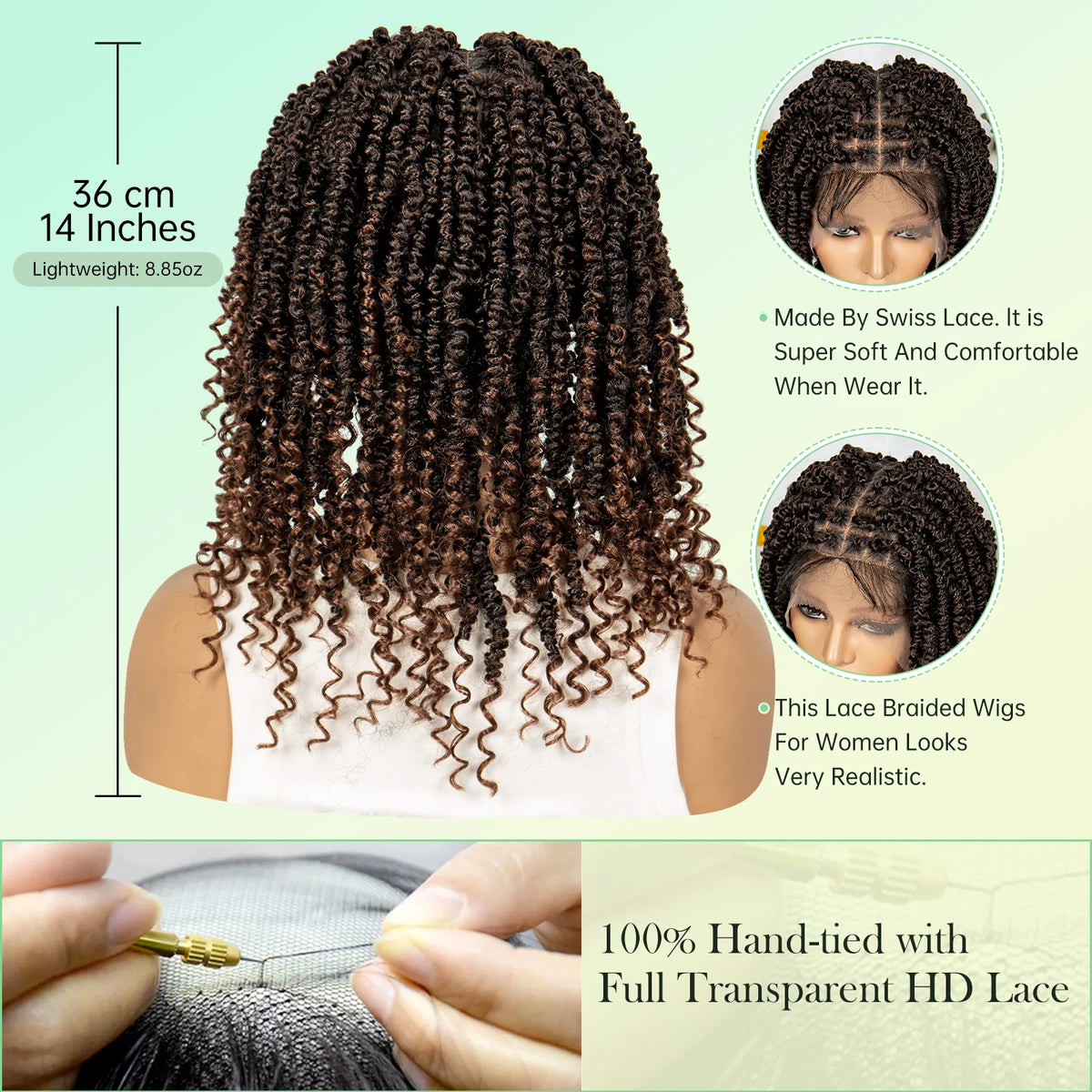 14 Inch Twisted Knotless Box Braids Wig | Full Lace | Baby Hair