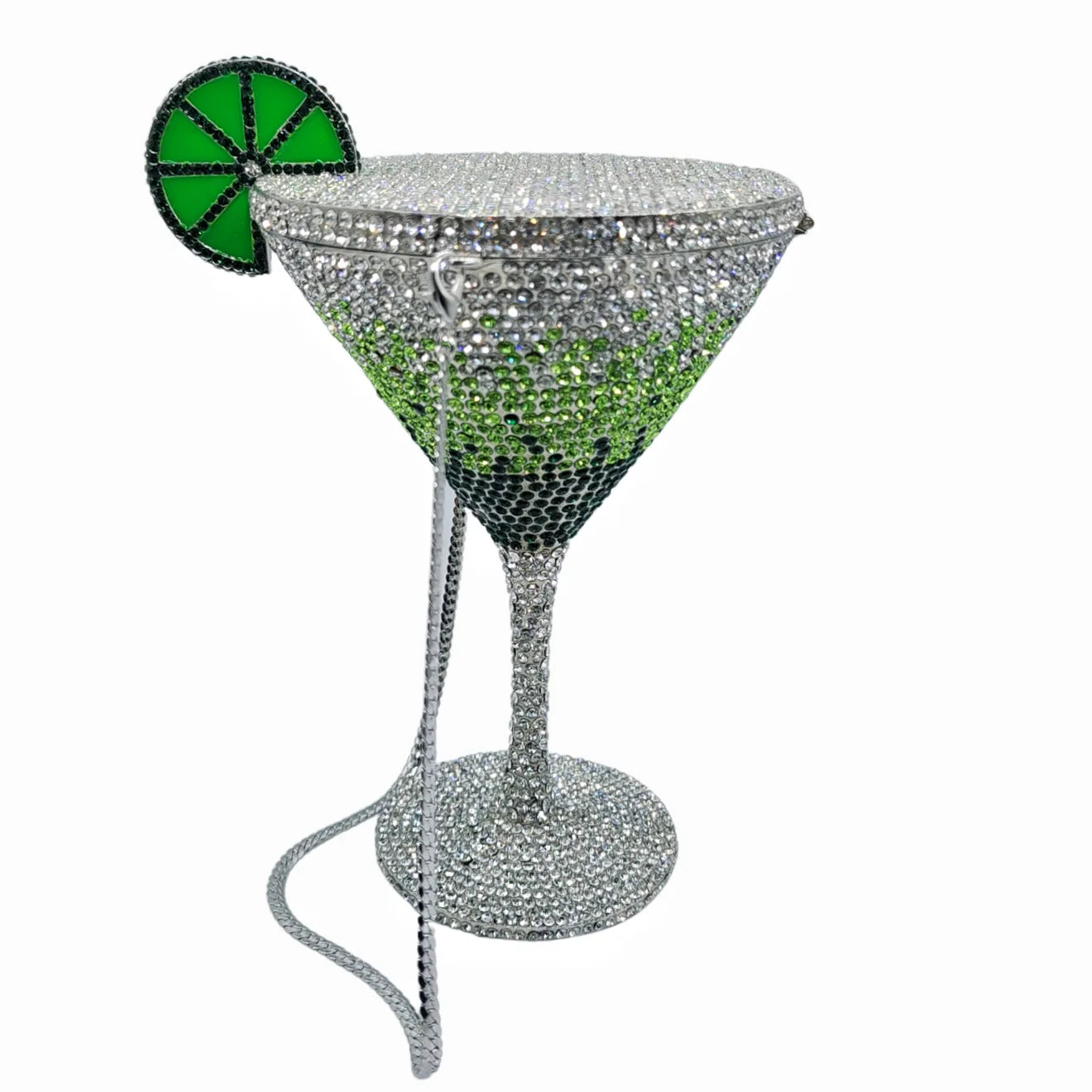 Jewels Martini-Glass Evening Purse | Sophisticated Diamond-Encrusted Bridal Handbag | Elegant Crystal Dinner Clutch | "Dignified" Rhinestone-Detailed Minaudière for High-Fashion Party Styling Luxegan