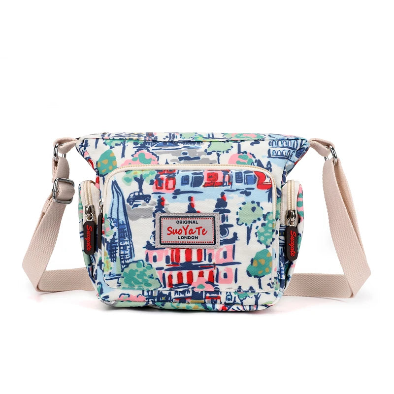 Nylon Shoulder Bag | Fashionable Small Square Bag & Waterproof Large Capacity Mommy Bag Luxegan