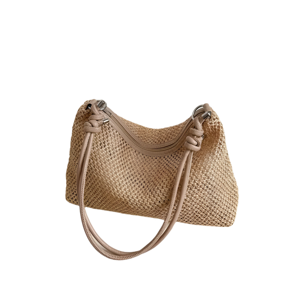 Handmade Braid Straw Bag | Large Capacity Summer Beach Shoulder Bag & Women Girls Fashion Handbag (Rattan Woven Tote for Ladies) Luxegan