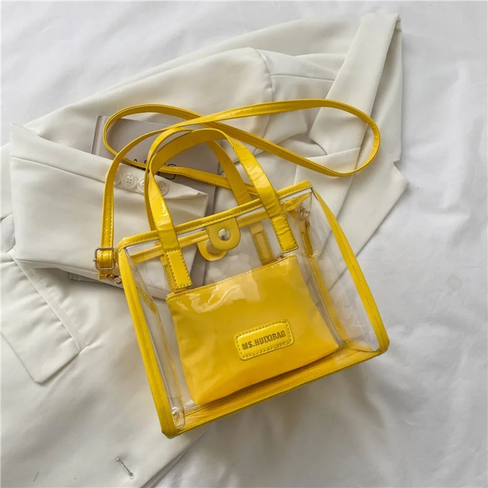 Crossbody Shoulder Bag with Removable Strap | Stadium Approved Transparent Clear Purse | Women's PVC Handbag Luxegan