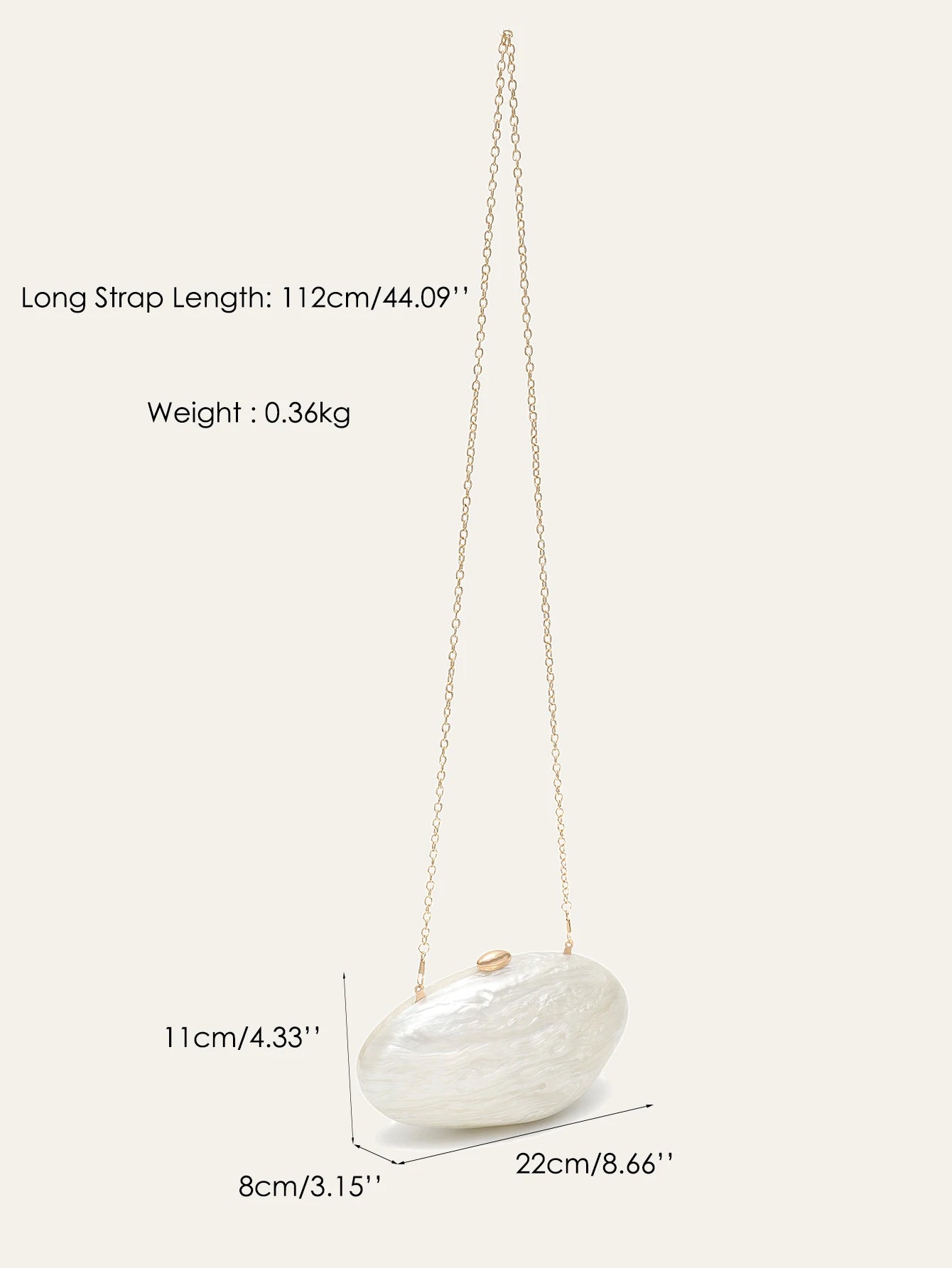 Acrylic Solid Minaudiere | Glamorous Shell Shaped Long Chain Evening Bag Luxegan