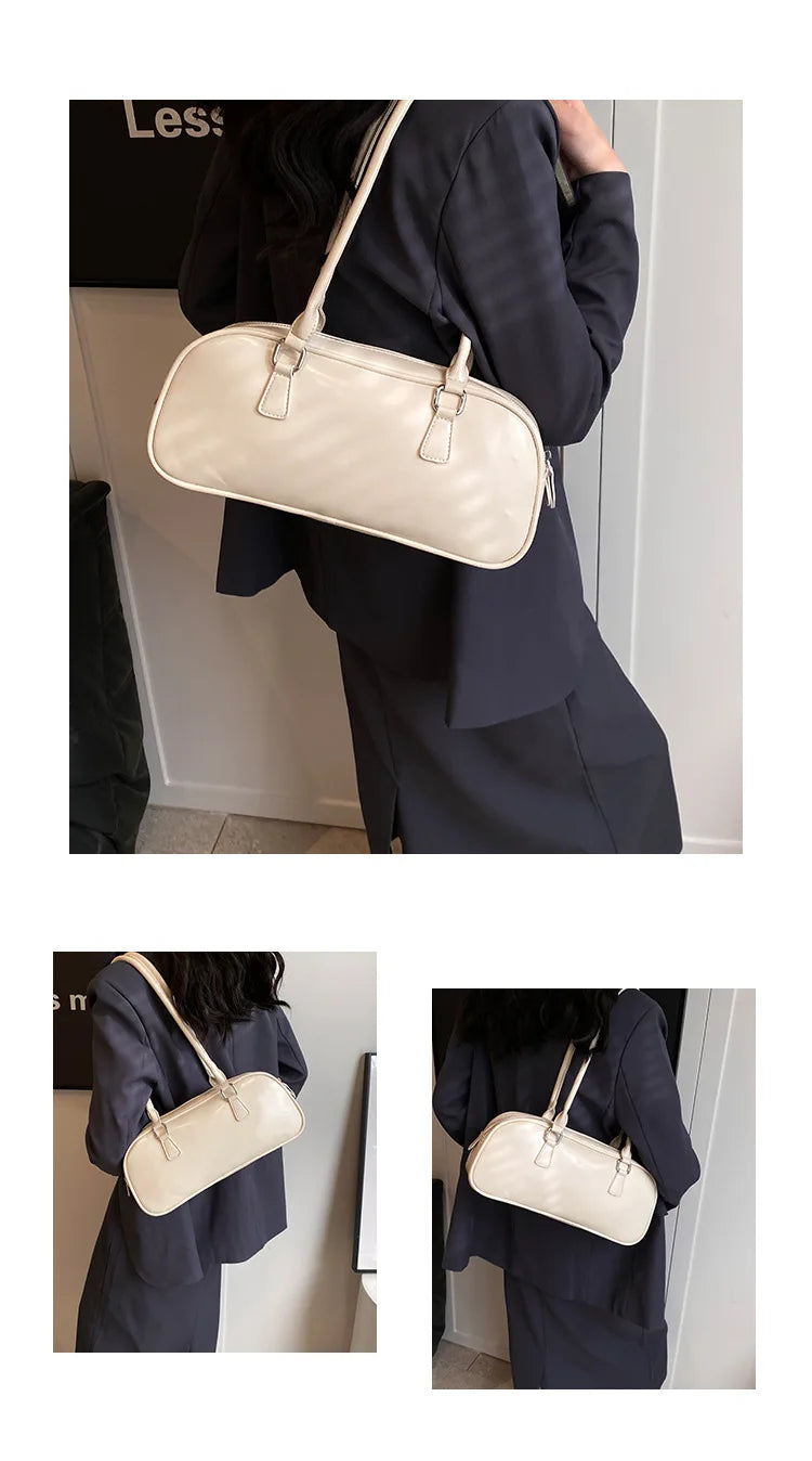 Retro Solid PU Leather Underarm Bag | Soft Korean Fashion Shoulder Purse Luxegan