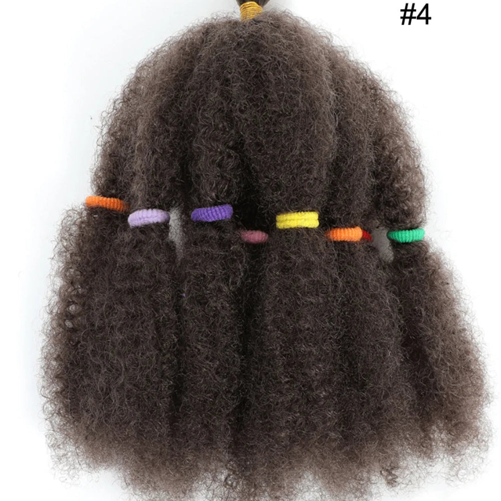 12-Inch Afro Kinky Curly Synthetic Braiding Hair Bulk - Ombre Marley Twists Crochet Extensions - Low Temperature Fiber Afro Twist Bulk Hair for Protective Styles (10 Strands/Pack, 50g) Luxegan