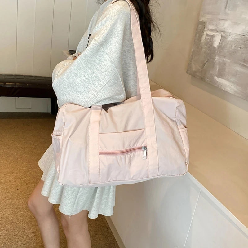 Nylon Solid Bucket Bag | Soft Practical Large Storage Underarm Crossbody Bag Luxegan