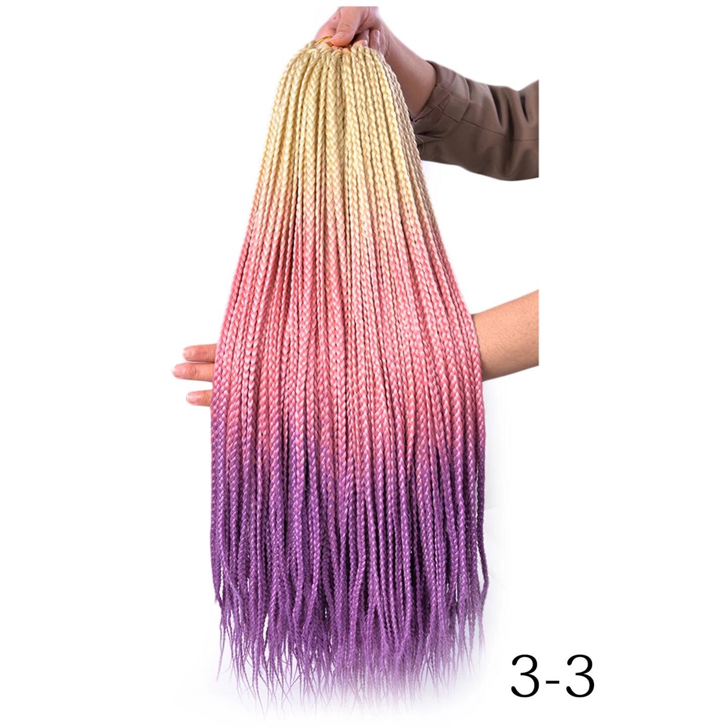 24-Inch Long Ombre Box Braids Crochet Hair - Pre-Looped Synthetic Braiding Hair Extensions - High Temperature Fiber 22 Strands/Pack Piano Color Crochet Braids for Women & Girls (27 Colors Available)
