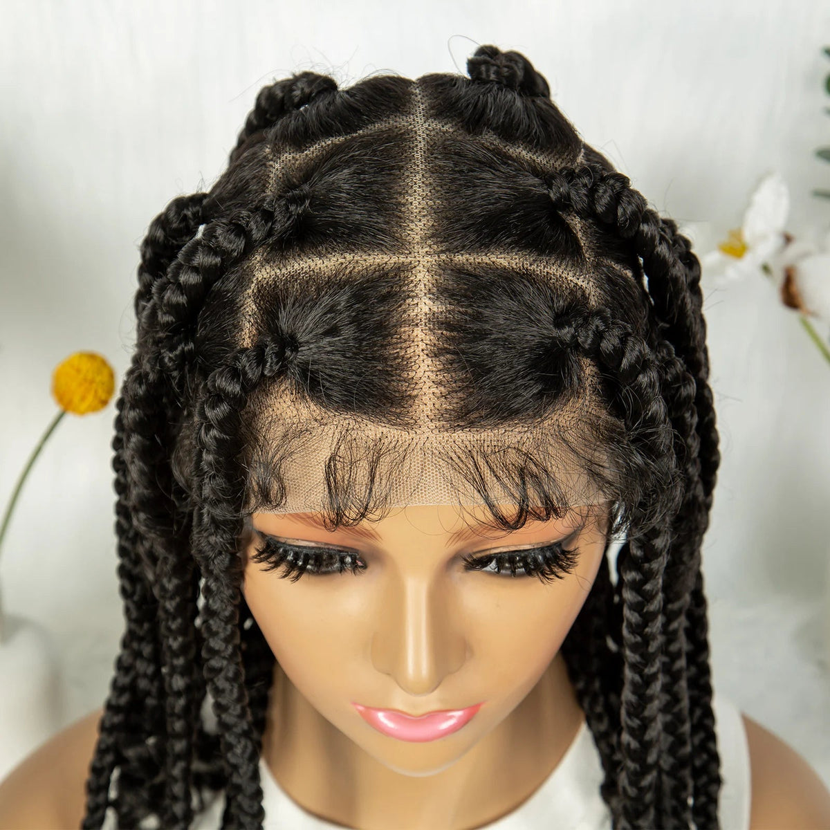 KIMA 14 Inches Synthetic Braiding Wigs Square Box Braided HD Full Lace Wigs for Africa Women Braided Wig with Baby Hair Luxegan
