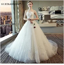 White Satin Strapless Sleeveless Backless Pleated Trumpet Mermaid Floor-Length Gown with Watteau Train – Empire Waist, Built-In Bra