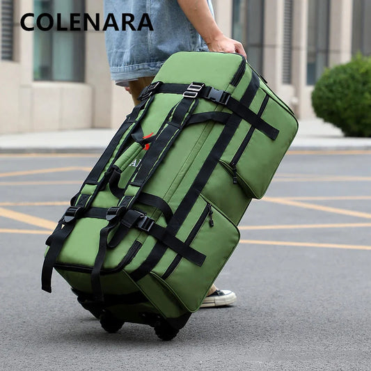 COLENARA Multifunctional Handbag Oxford Cloth Large Capacity Men's Travel Bag Foldable Storage Bag with Wheels Luggage Bag