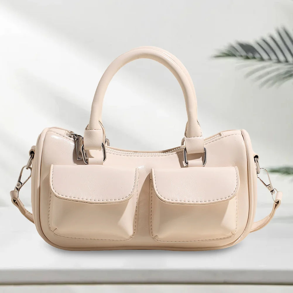 Women’s Small Top Handle Handbag | Premium PU Leather Adjustable Strap Crossbody Bag | Solid Color Casual Tote with Inner Zipper Pocket | Versatile Work & Travel Purse Luxegan