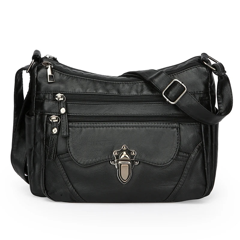 Retro Multi-Pocket PU Leather Handbags | Luxury Designer Shoulder Bag Luxegan