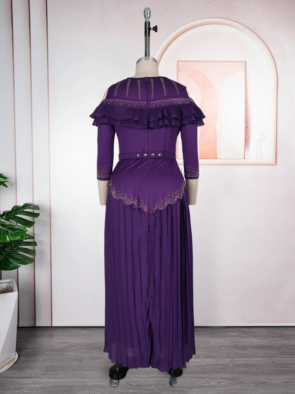 Wedding Party Prom Dress Dubai African Women Luxury Ruffle Pleated Long Dress Ankara Dashiki Turkey Clothes Formal Occasion Gown