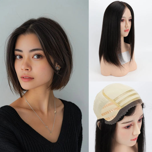 Medical Silk Top Virgin European Hair Wig | Sophisticated "Ear-to-Ear" Lace Front Silhouette | Silk Base with PU Perimeter & Closed Weft Construction | "Dignified" High-Performance Hair System for Radiant Versatile Styling Luxegan