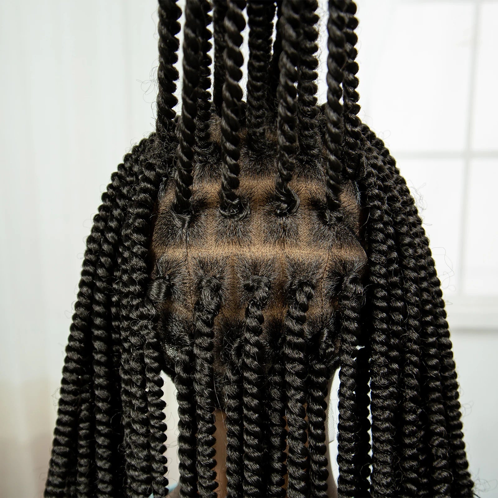 20" Knotless Box Twist Braids Wig | Full Lace | Baby Hair Luxegan