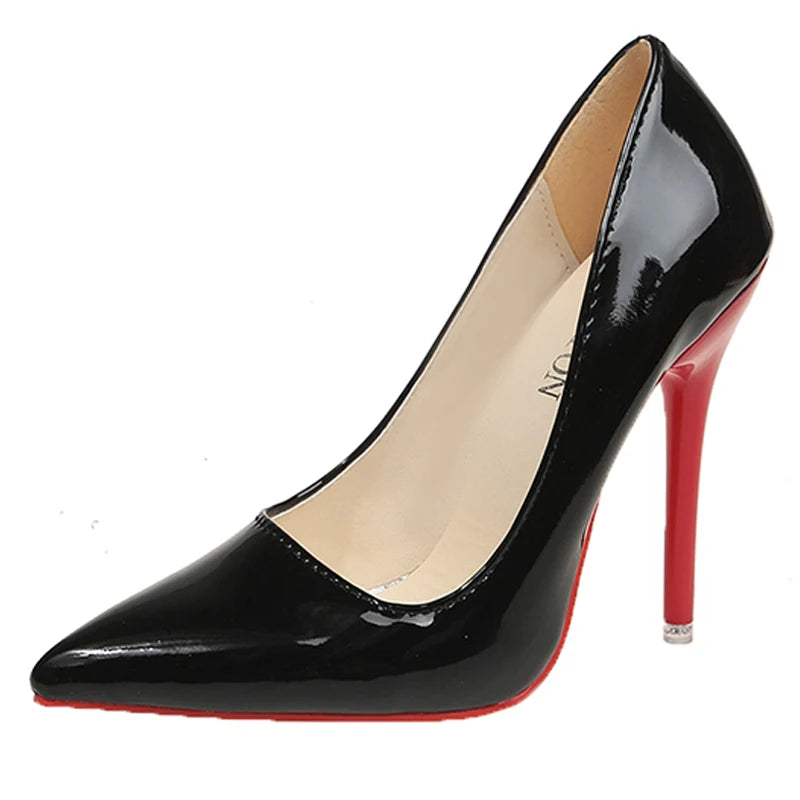 Sexy 12cm Stiletto Pumps | Sophisticated Patent Leather Pointed Toe | Elegant "Super High" Red Dress Heels | "Dignified" Big Size 35–50 Handmade Shoes for Radiant Versatile Styling Luxegan