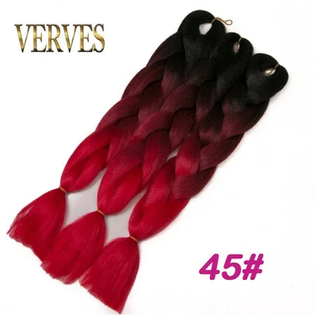 Synthetic Jumbo Braid Kanekalon Braiding Hair 24in | Ombre & Solid Colors | 100g