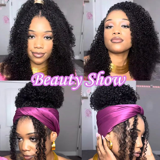 Feathered Kinky Curly Human Hair Crochet Extensions | Knotless Boho Braids | 10–24 Inches Luxegan