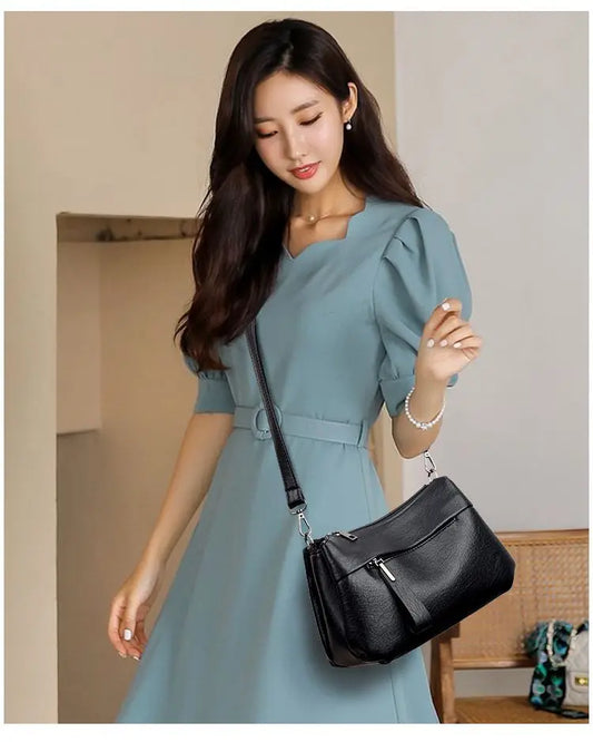 New Women’s Fashion "Atmosphere" Shoulder Purse | Large-Capacity Soft PU Leather Mother Handbag | Stylish Hobo Crossbody & Messenger Bag with Letter Decoration Luxegan