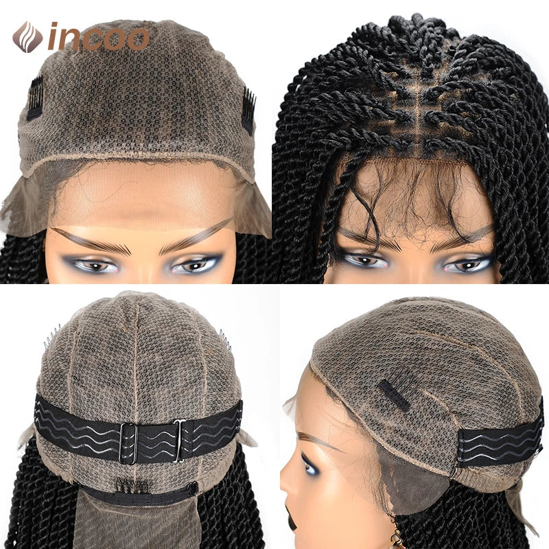 Goddess Faux Locs & Senegalese Twist Lace Front Wig | Box Braids | Full Lace Frontal | Synthetic Braids Luxegan