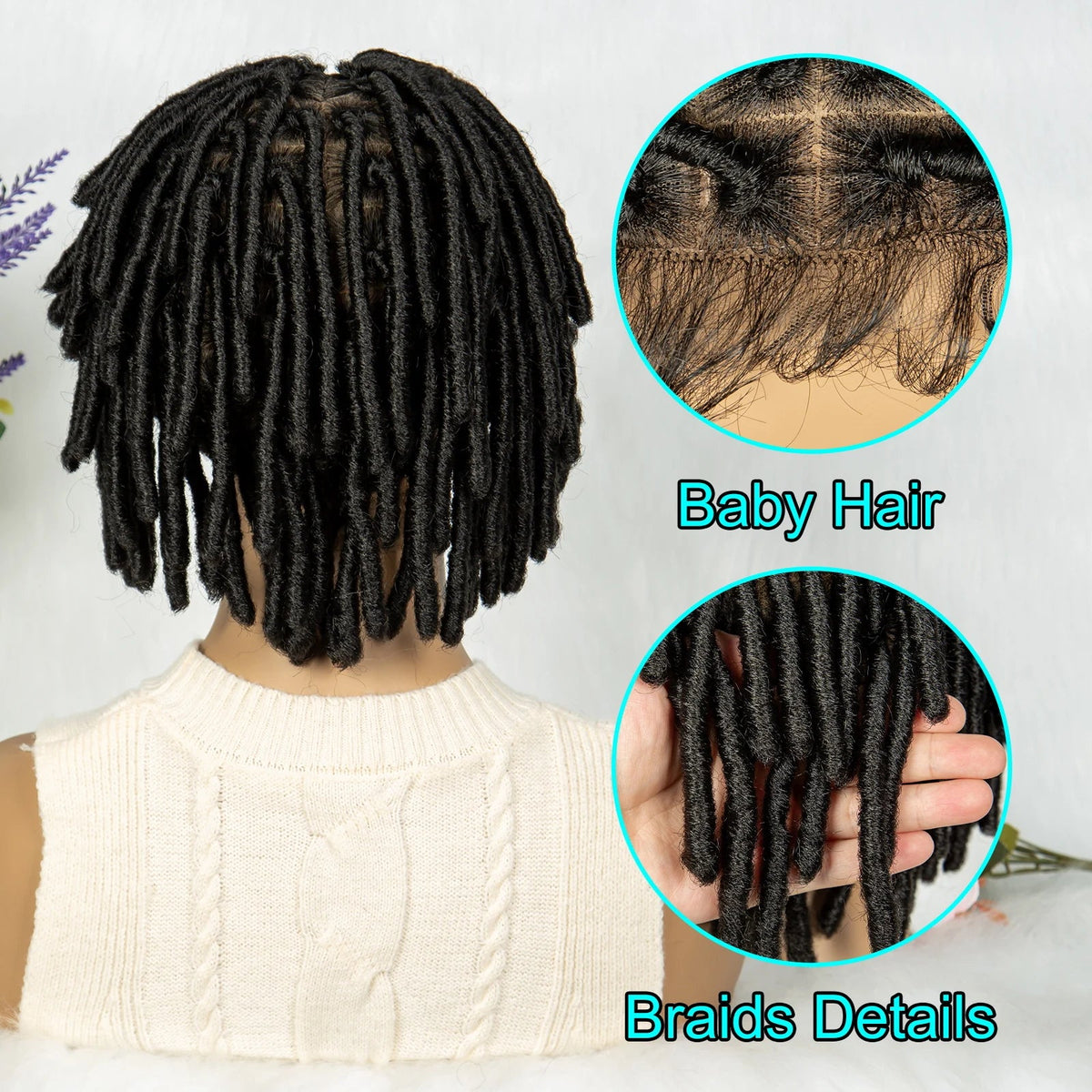 Synthetic Dreadlock Faux Locs wig Knotless Box Braided Wig Lace Front Braided Wig Full Lace African Braiding Hair For Man Women Luxegan