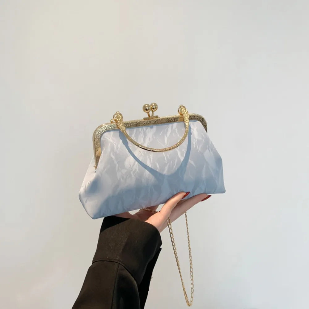 Rhinestone-Adorned Bowknot Evening Clutch | Sophisticated Glitter Party Handbag | Elegant Gold/Silver Bow Chain Purse | "Dignified" Soft Statement Accessory for Formal Occasions Luxegan