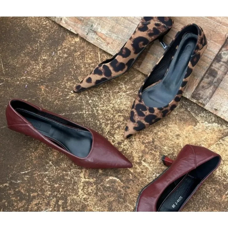 Sexy Glossy Stiletto Pumps | Sophisticated Burgundy & Nude Office Heels | Elegant "Pointed Toe" Wedding Bridal Shoes | "Dignified" Quality Slip-On Pumps for Radiant Versatile Styling Luxegan