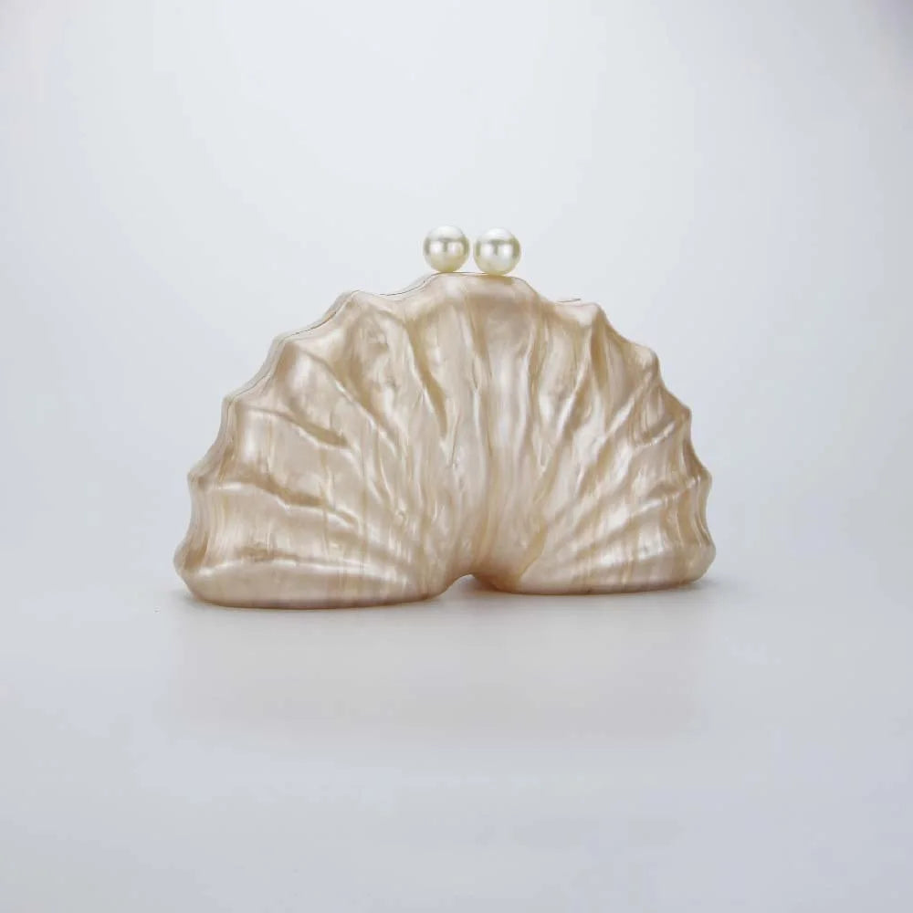 Acrylic Shell Clutch Bag | Designer Evening Party Handbag Luxegan