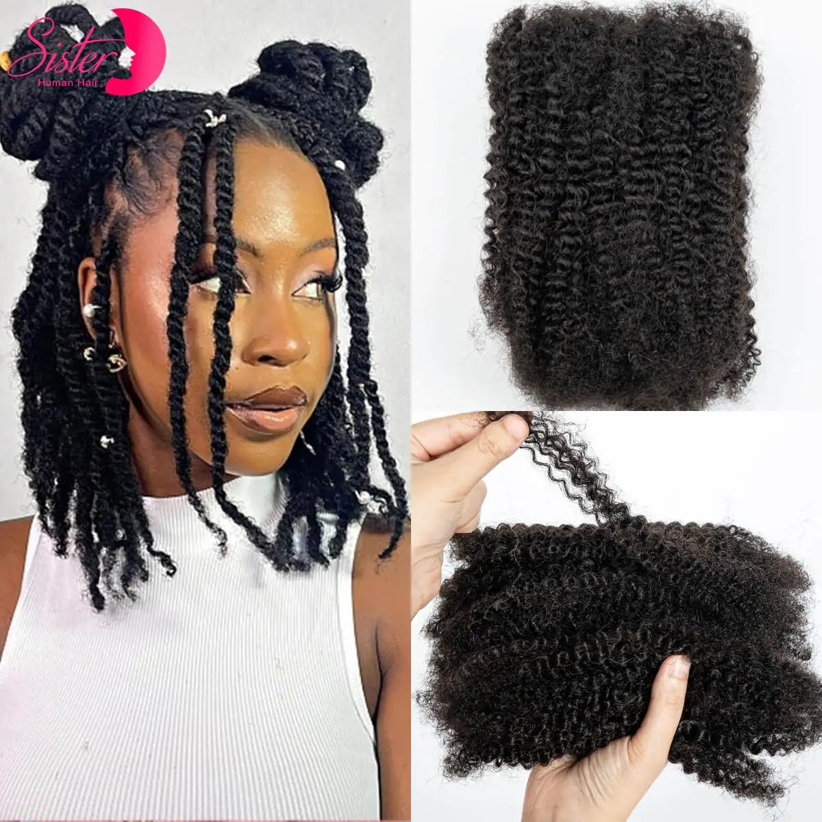 4C Afro Kinky Human Hair Bulk | Locs, Twists & Braids Extensions | 10-18in