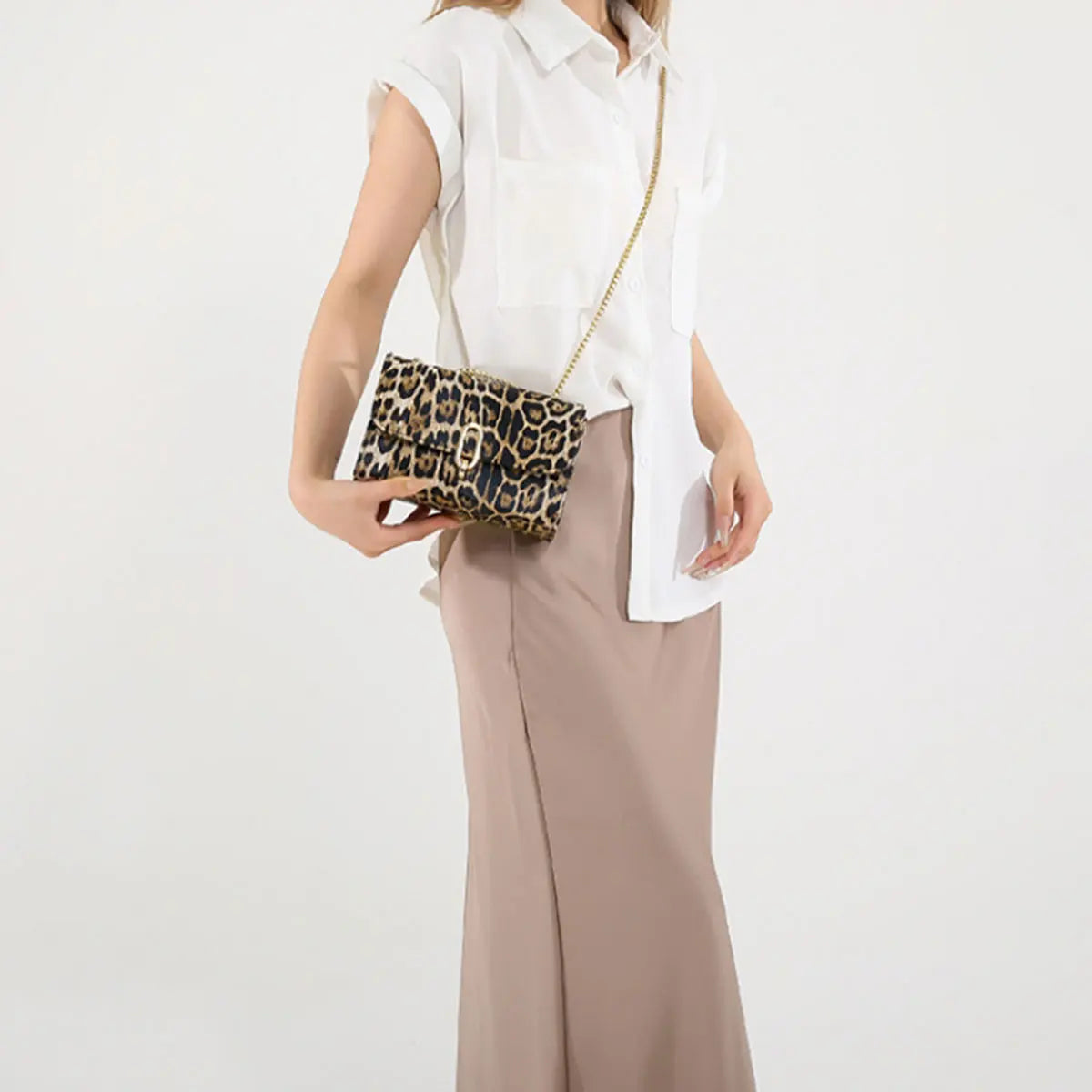 Leopard Print Fashion PU Shoulder Bag | Retro Chain & Crossbody Luxegan