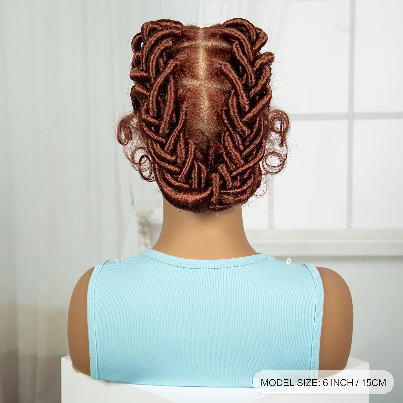 Ginger Orange Bantu Knotless Braids Wig | Full Lace | Baby Hair Luxegan