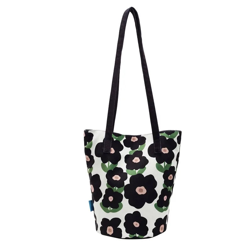 Trendy Leopard Print Illustration Splicing Bucket Bag | New Large-Capacity Canvas Shoulder Handbag for Women Luxegan