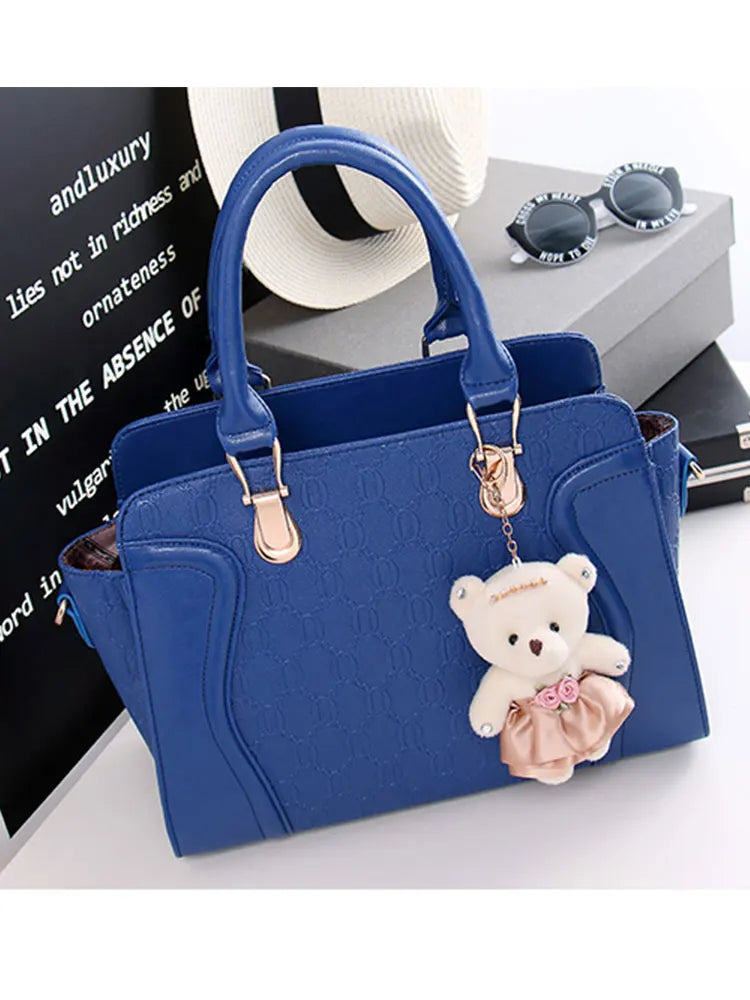 LadiesHandbag Set Top Handle Bags 4 Pieces Set inPULeather,ToteBagShoulderBagClutch andCardHolderSets forShoppingWorkTravel Gift