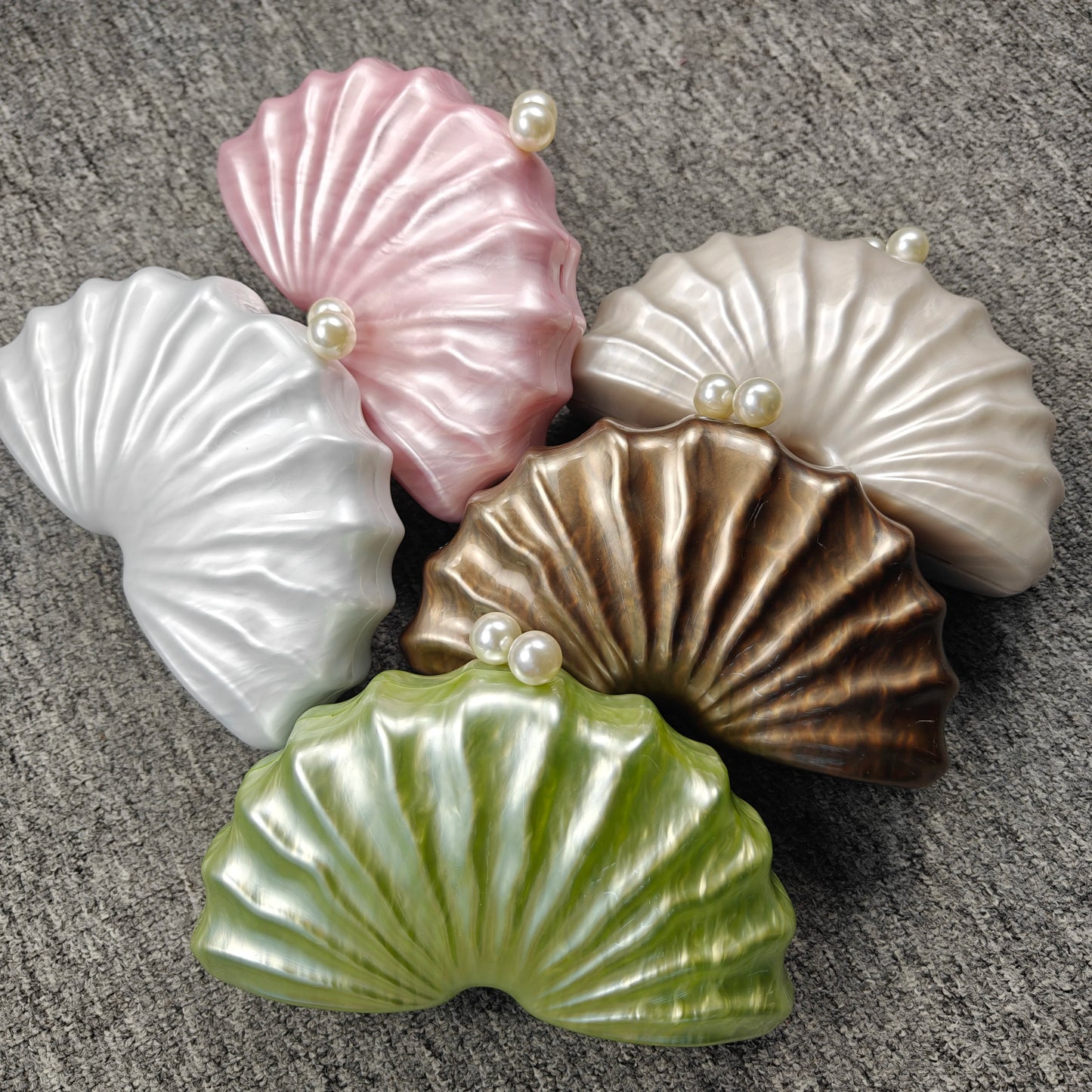 Original Acrylic Beaded Clutch | Half-Moon Shell Shoulder Bag Luxegan