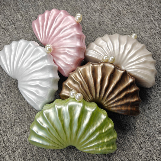 Original Acrylic Beaded Clutch | Half-Moon Shell Shoulder Bag Luxegan