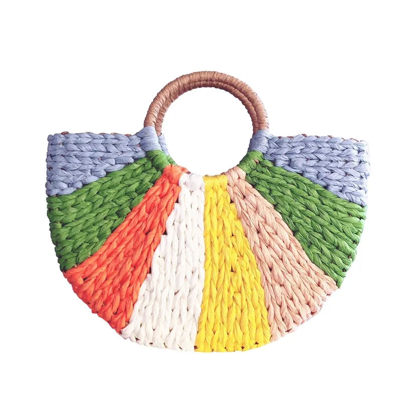 Soft Handmade Woven Paper Basket Tote | Simple National Style Handbag Luxegan
