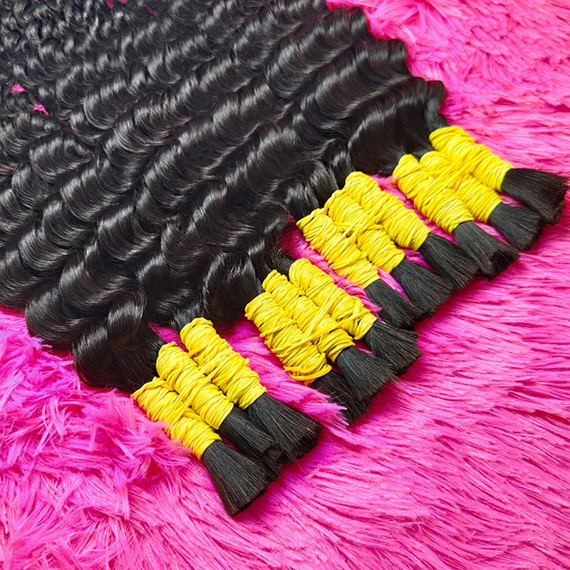 100% Human Hair Bulk Extension Virgin Human Hair Deep Wave Hair Curly 10a Bulk Weaving For Braiding Unprocessed No Weft 30 Inch