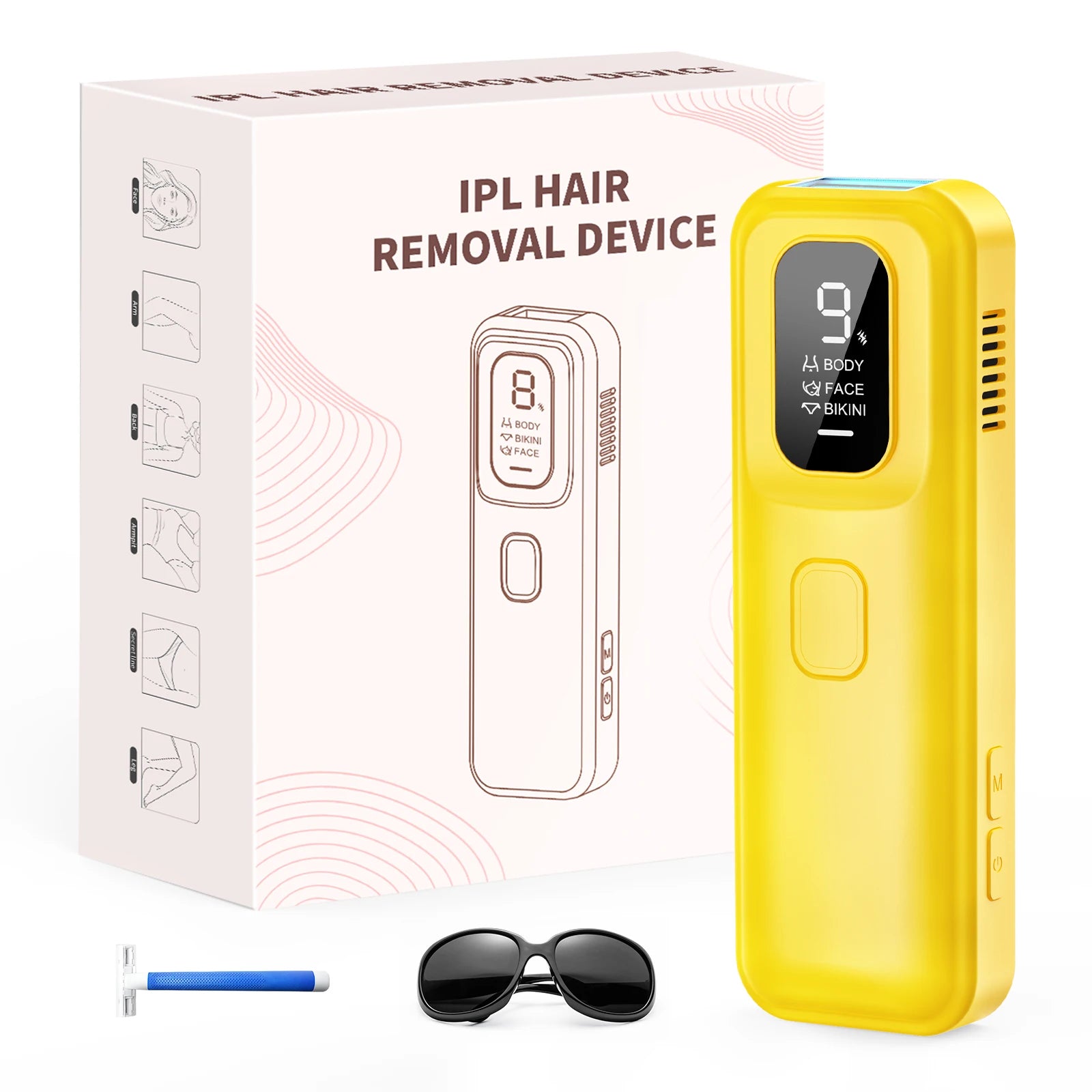 Electric IPL Permanent Laser Hair Removal | Sophisticated "999,900 Flash Pulse" Silhouette | Elegant Bikini Trimmer & Laser Photoepilator | "Dignified" High-Performance Depilador for Radiant Versatile Styling Luxegan