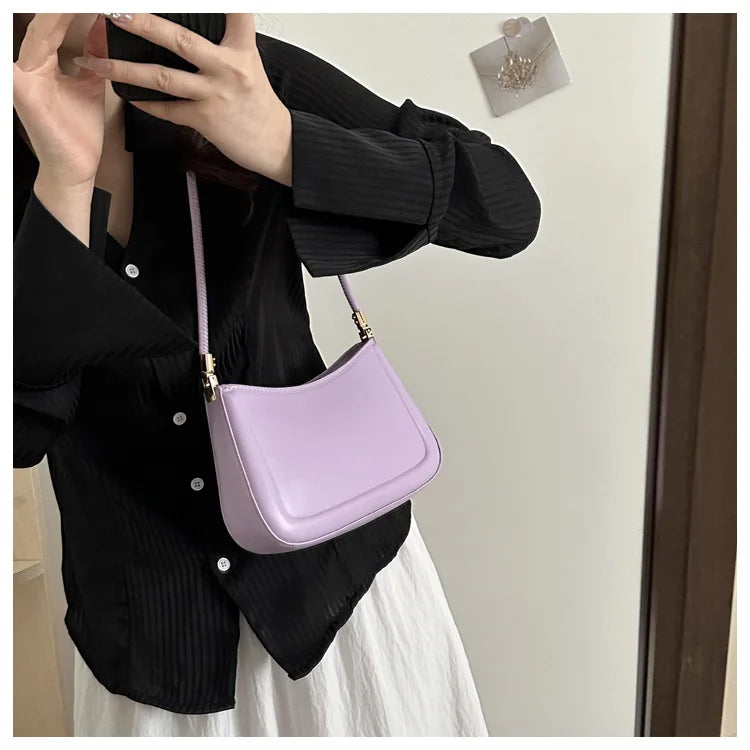 New Trendy Fashion Retro Solid Color Texture Underarm Bag | Popular Casual Simple Women's Small Square Handbag (Bolsos De Señora) Luxegan