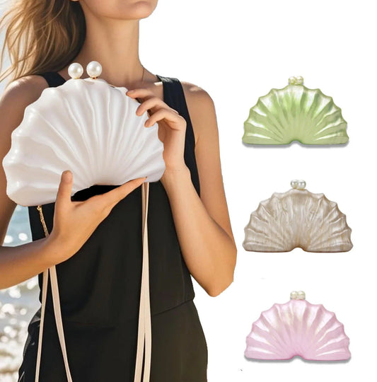 Acrylic Shell Clutch Bag | Designer Evening Party Handbag Luxegan