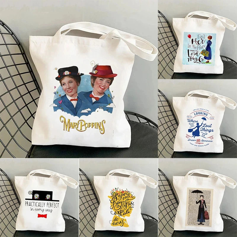 Soft Unisex Canvas Mary Poppins Tote | Kawaii Harajuku Large Capacity Shopping Bag