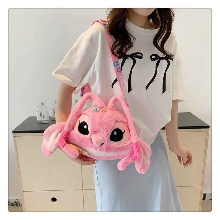 New Disney Cartoon Stitch Plush Backpack | Girls Cute Ins Shoulder Messenger Bag (Parent-Child Gift) Luxegan
