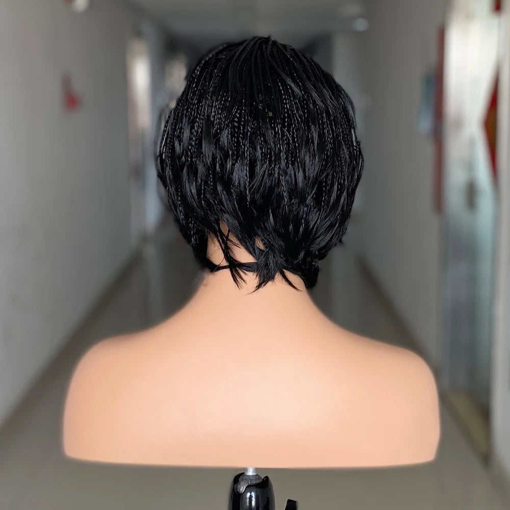 Pixie Cut Box Braided Twist Wig | Crochet Braids | 1B