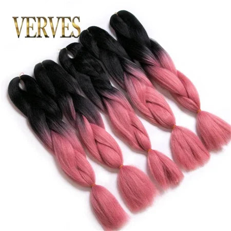 Synthetic Jumbo Braid Kanekalon Braiding Hair 24in | Ombre & Solid Colors | 100g