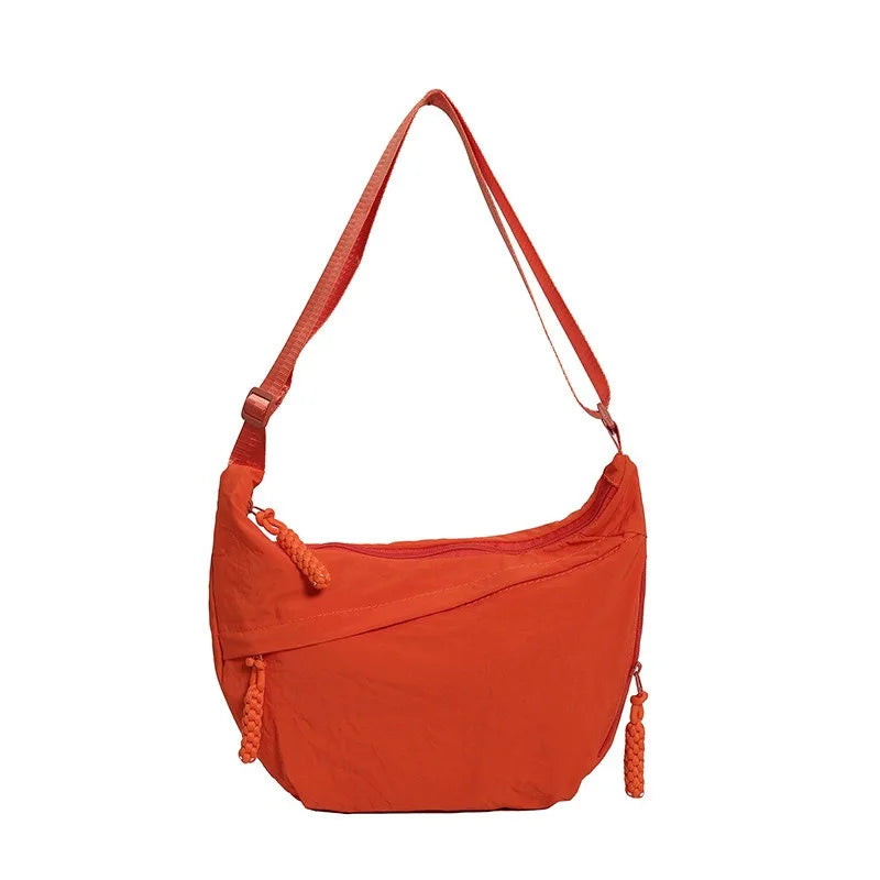 Solid Color Trendy Single Shoulder Bag | Women's Daily Casual Simple Dumpling Bag Versatile Canvas Bag Luxegan