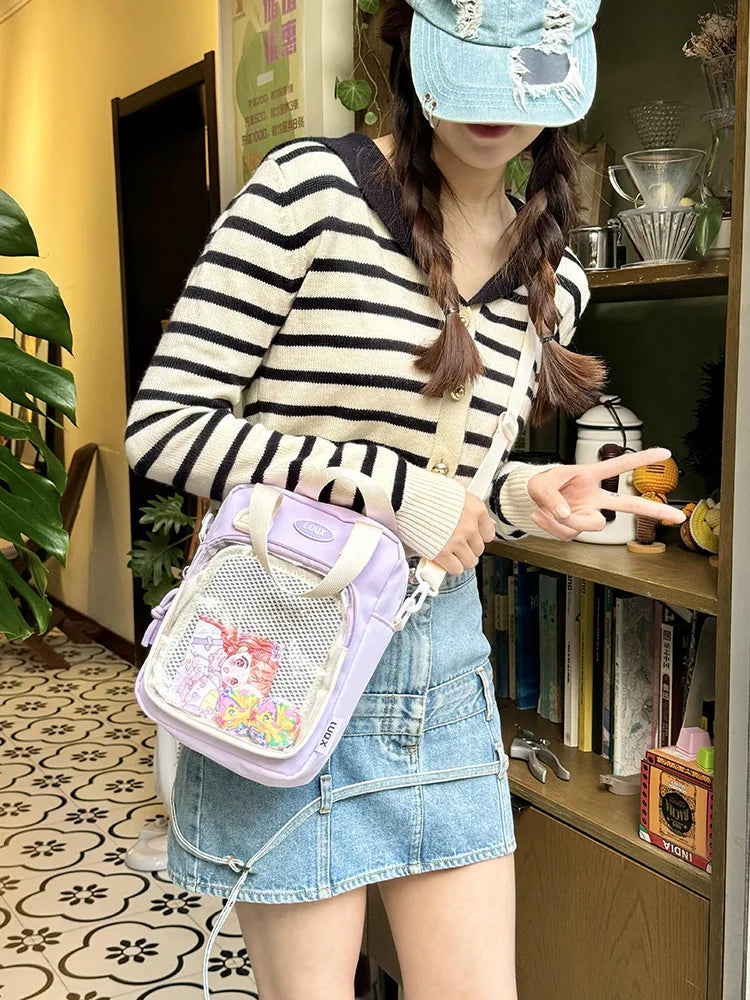 Casual Girl Ulzzang Ita Bag | Small Versatile Crossbody & Transparent Bar Chi Cute Shoulder Mobile Bag Luxegan