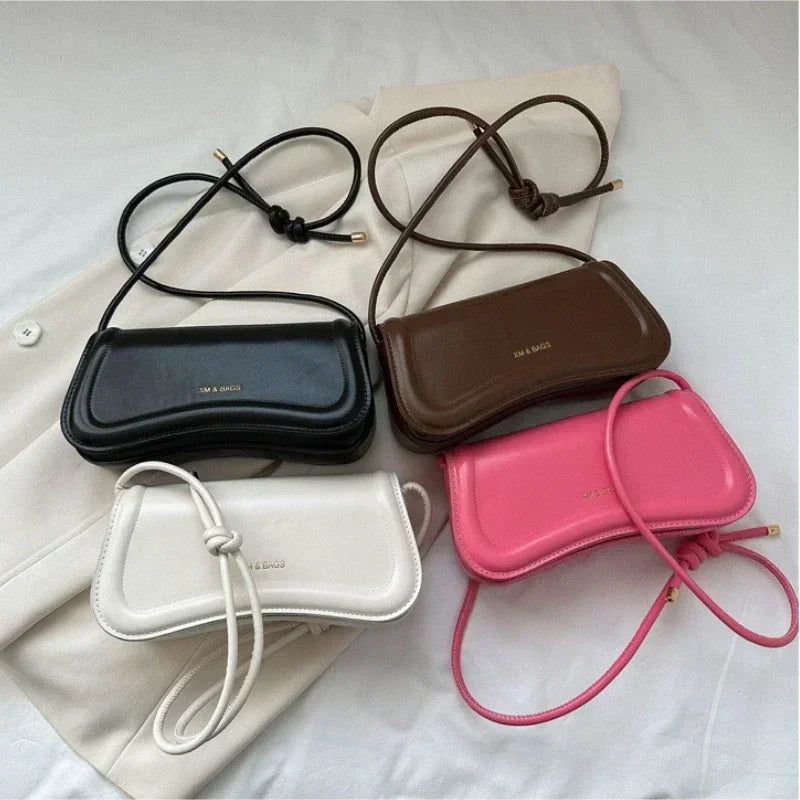Fashion Ladies Small PU Leather Underarm Bag | Solid Color Top-Handle Purse | Women's Shoulder Crossbody Saddle Handbag Luxegan