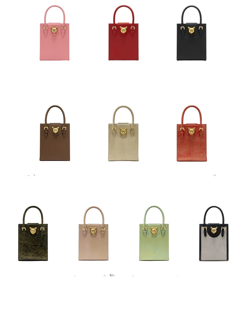 Hard Split Leather Cat Luxury Mini Bag | Designer Box Crossbody Luxegan