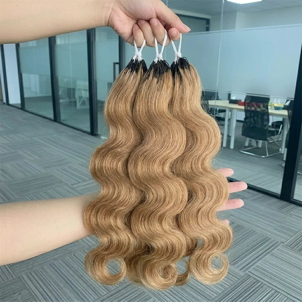 Honey Blonde Body Wave Human Hair Crochet Extensions | 16–24 Inch Luxegan