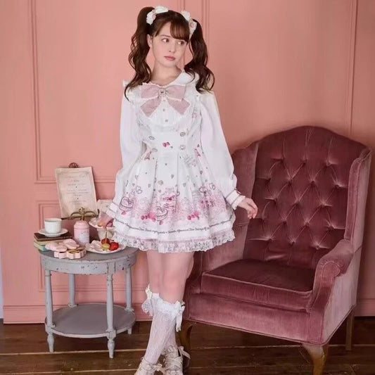 Bow Detail Two-Piece Dress Set – Top & Skirt, A-Line, Sweet Style, Autumn Luxegan